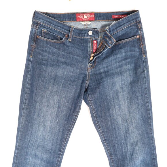 Lucky Brand Sofia Boot Women's Custom Jeans Cute Bow Size 12/31 Long - Picture 5 of 10